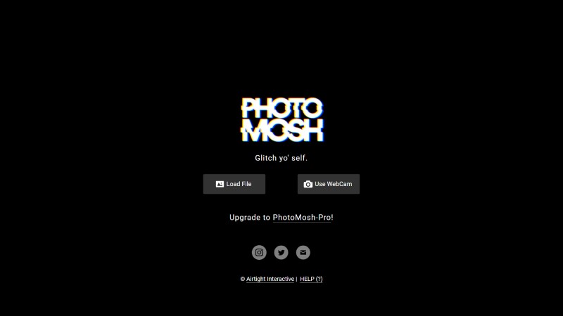 Pantalla de inicio de PhotoMosh.